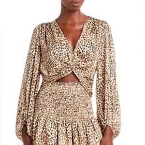 🔥 AQUA Women’s 🐆 Animal Print Twist Front Crop Top Brown - BNWT 🐆 *New pics*